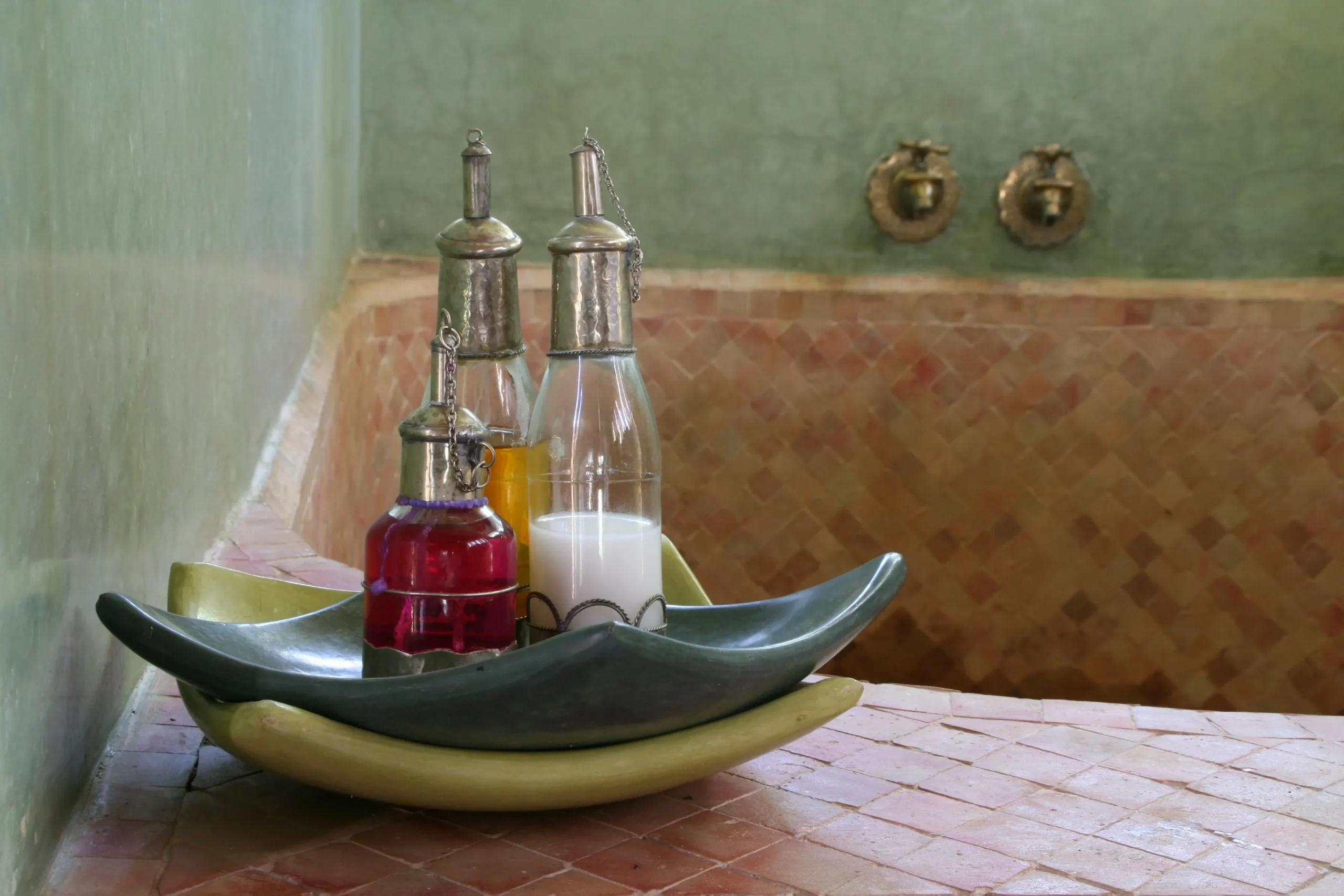Traditional Moroccan hammam steam room